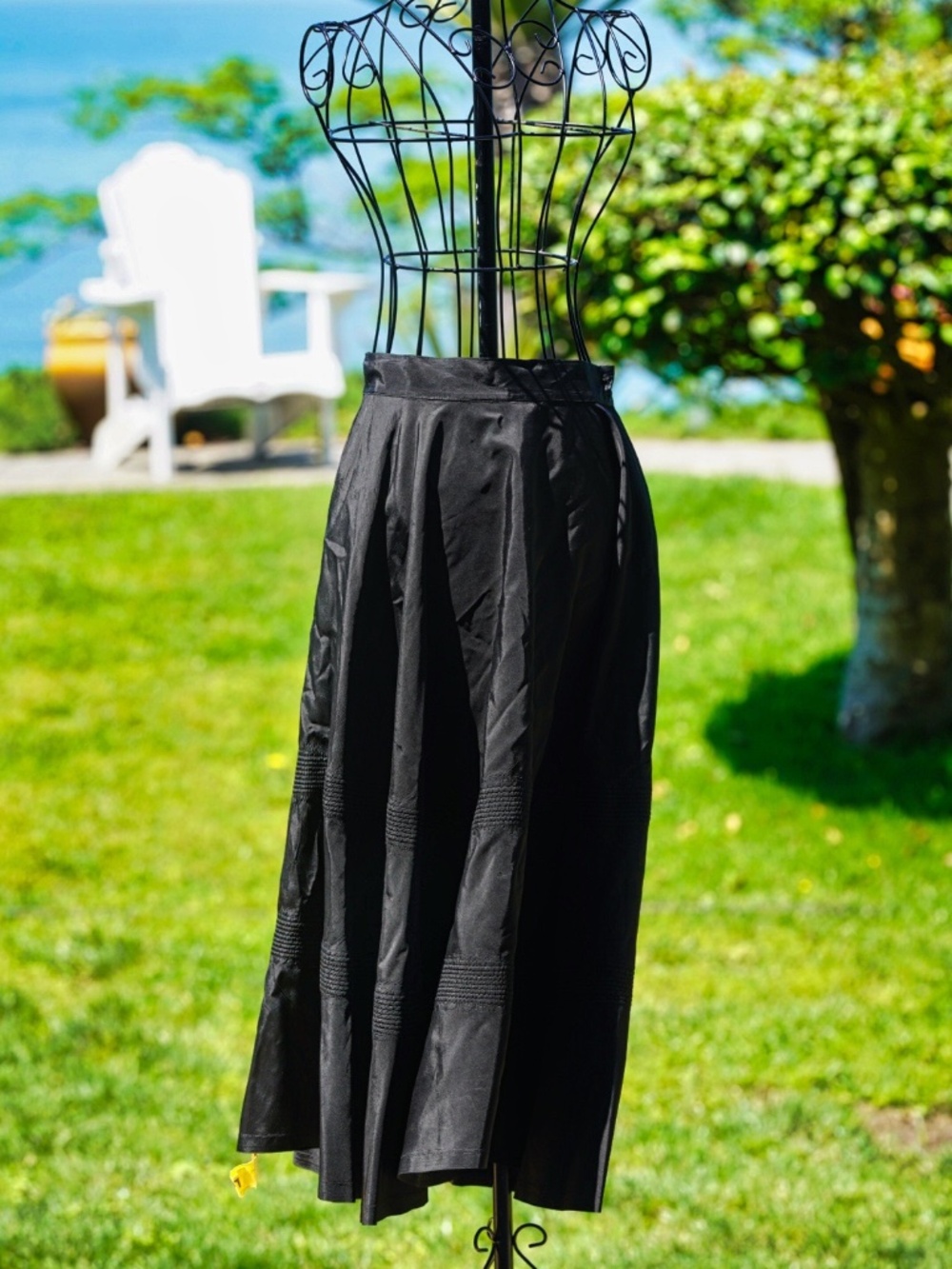 Cottage Town Personals Black Pleated Prairie Maxi Skirt Textured Boho XXS 25